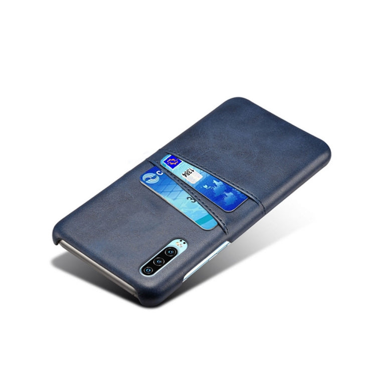 For Huawei P30 Calf Texture PC + PU Leather Back Cover Shockproof Case with Dual Card Slots