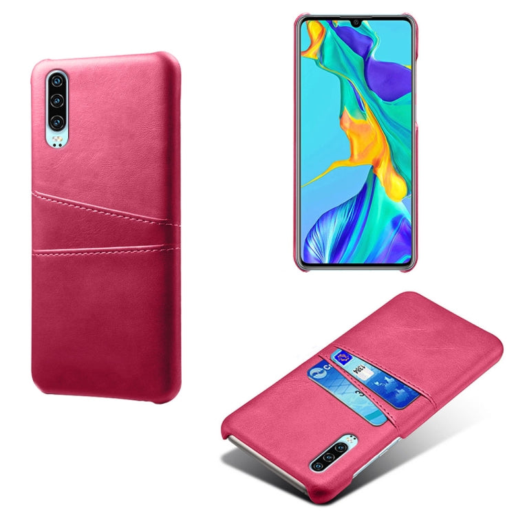 For Huawei P30 Calf Texture PC + PU Leather Back Cover Shockproof Case with Dual Card Slots