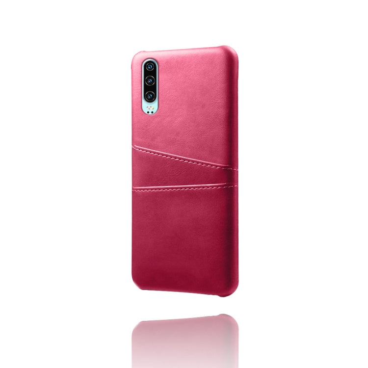 For Huawei P30 Calf Texture PC + PU Leather Back Cover Shockproof Case with Dual Card Slots