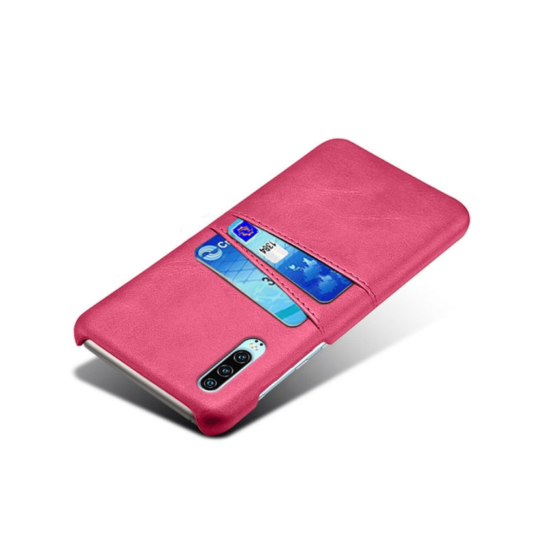 For Huawei P30 Calf Texture PC + PU Leather Back Cover Shockproof Case with Dual Card Slots