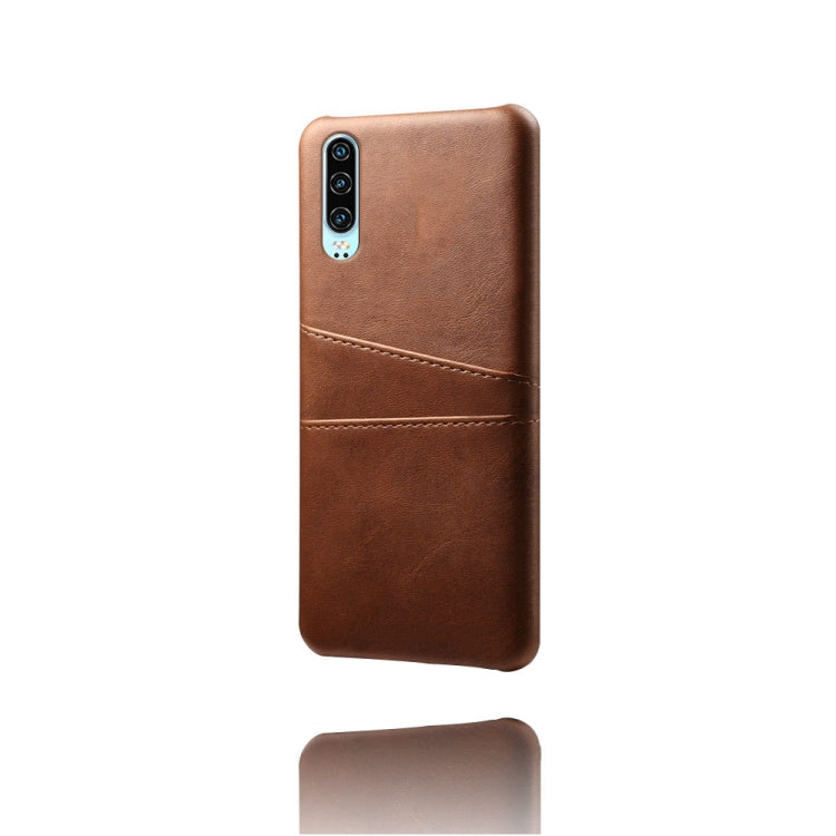 For Huawei P30 Calf Texture PC + PU Leather Back Cover Shockproof Case with Dual Card Slots