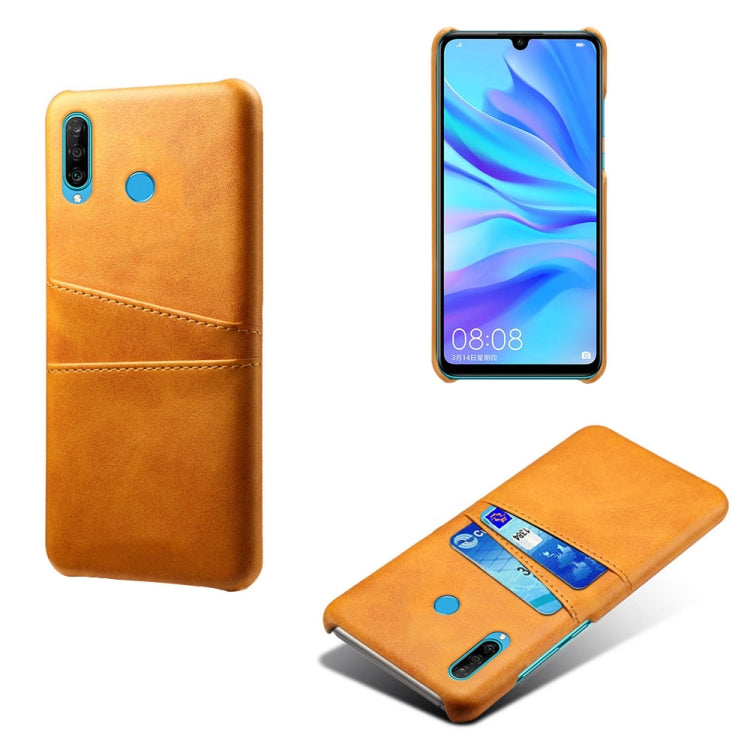 For Huawei P30 Lite Calf Texture PC + PU Leather Back Cover Shockproof Case with Dual Card Slots