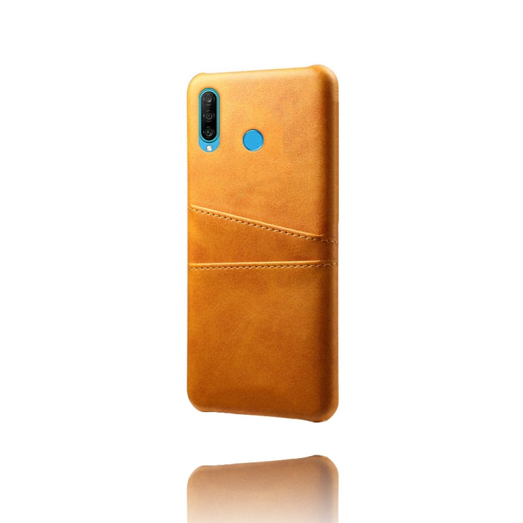 For Huawei P30 Lite Calf Texture PC + PU Leather Back Cover Shockproof Case with Dual Card Slots