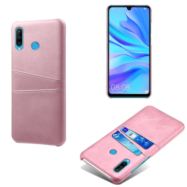 For Huawei P30 Lite Calf Texture PC + PU Leather Back Cover Shockproof Case with Dual Card Slots