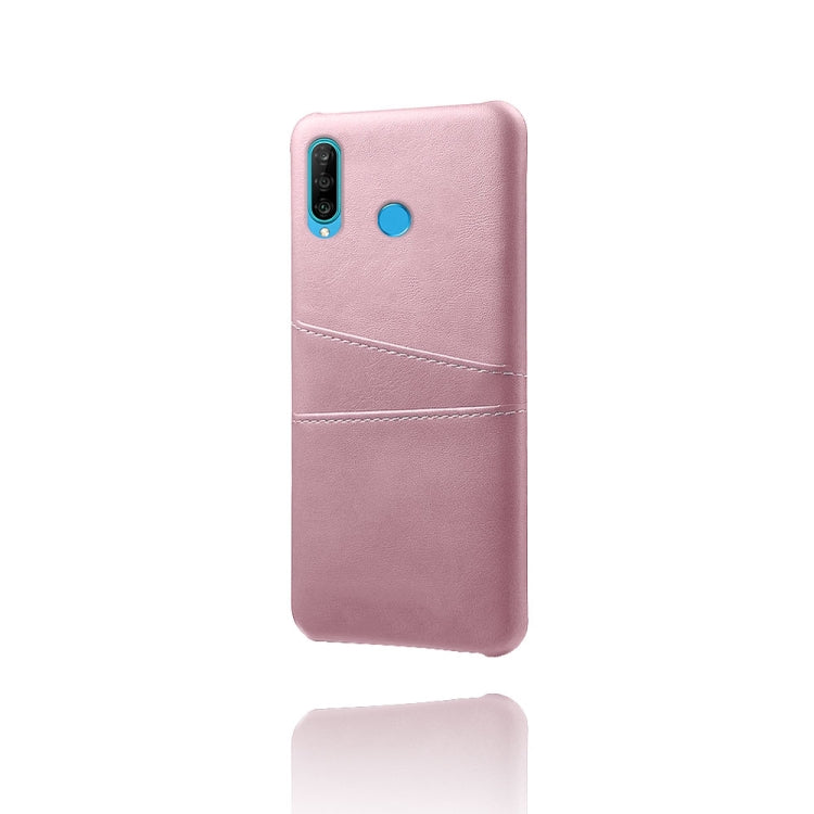 For Huawei P30 Lite Calf Texture PC + PU Leather Back Cover Shockproof Case with Dual Card Slots