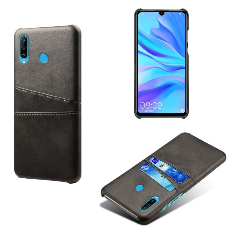 For Huawei P30 Lite Calf Texture PC + PU Leather Back Cover Shockproof Case with Dual Card Slots