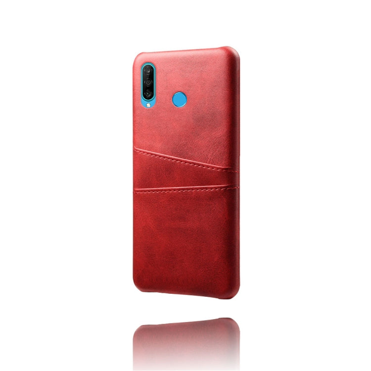 For Huawei P30 Lite Calf Texture PC + PU Leather Back Cover Shockproof Case with Dual Card Slots