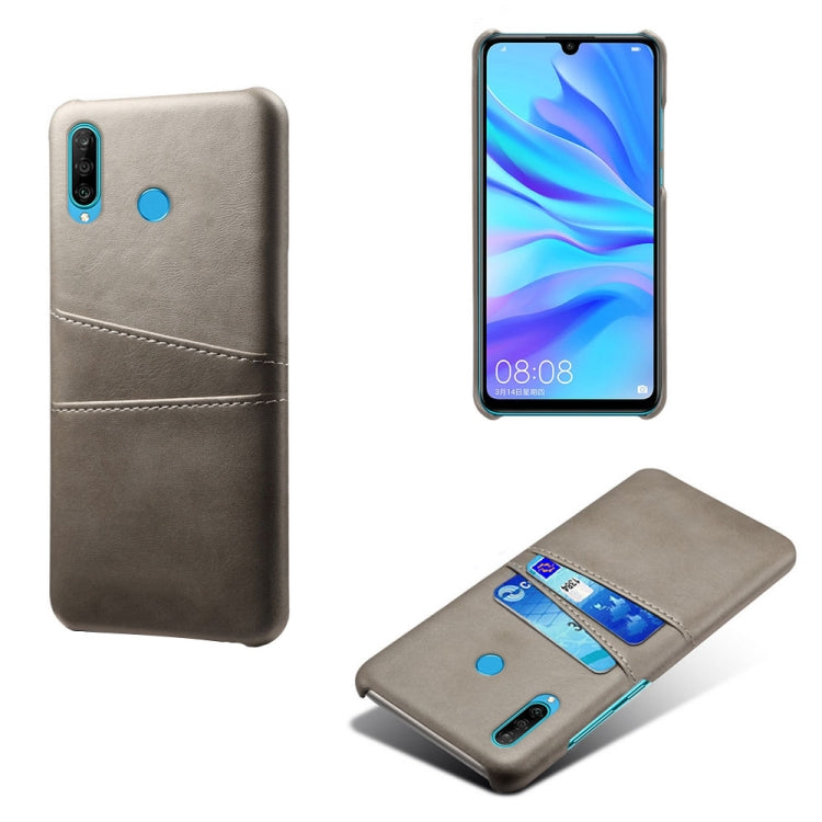 For Huawei P30 Lite Calf Texture PC + PU Leather Back Cover Shockproof Case with Dual Card Slots