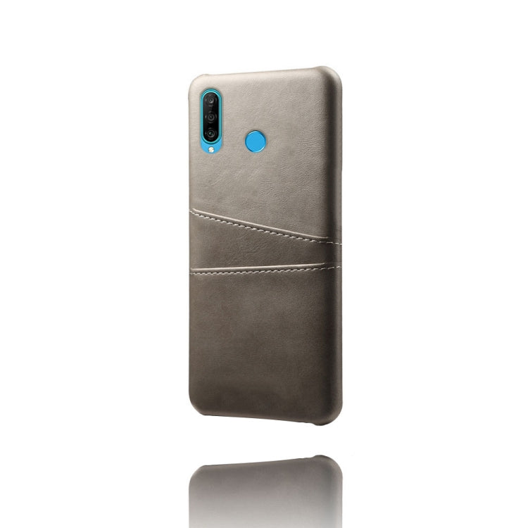 For Huawei P30 Lite Calf Texture PC + PU Leather Back Cover Shockproof Case with Dual Card Slots