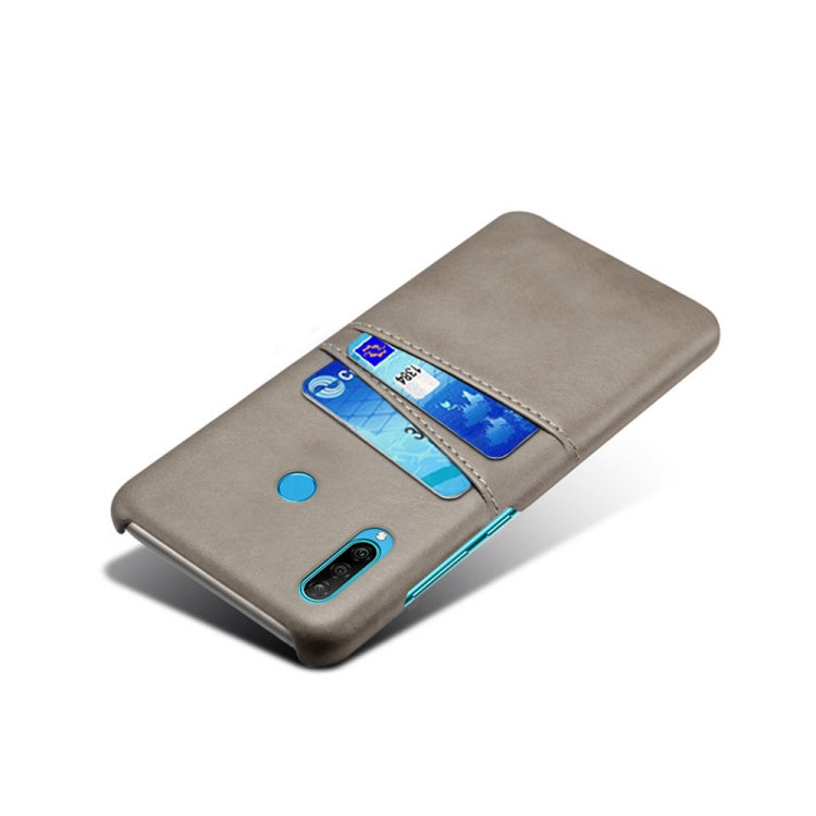 For Huawei P30 Lite Calf Texture PC + PU Leather Back Cover Shockproof Case with Dual Card Slots
