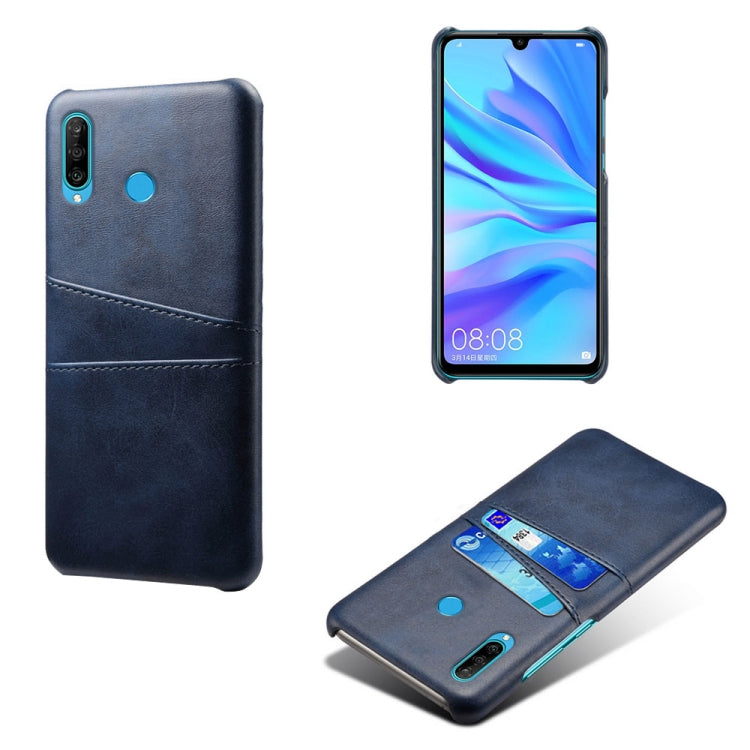 For Huawei P30 Lite Calf Texture PC + PU Leather Back Cover Shockproof Case with Dual Card Slots
