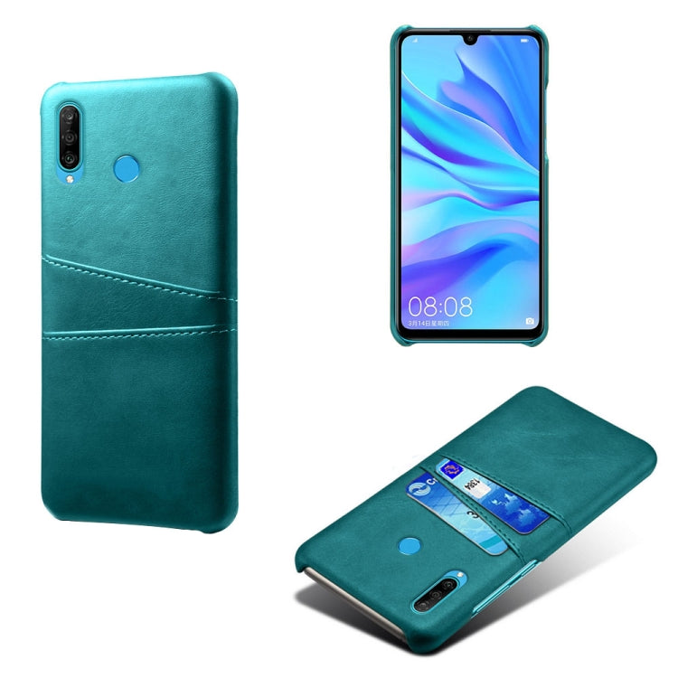 For Huawei P30 Lite Calf Texture PC + PU Leather Back Cover Shockproof Case with Dual Card Slots
