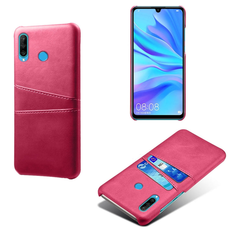 For Huawei P30 Lite Calf Texture PC + PU Leather Back Cover Shockproof Case with Dual Card Slots