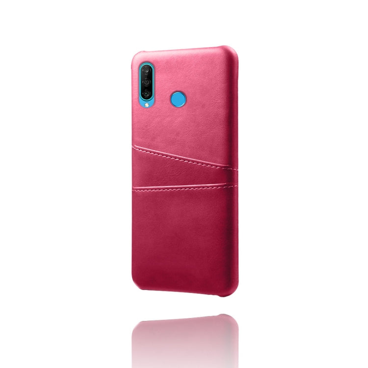 For Huawei P30 Lite Calf Texture PC + PU Leather Back Cover Shockproof Case with Dual Card Slots