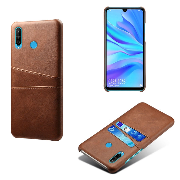 For Huawei P30 Lite Calf Texture PC + PU Leather Back Cover Shockproof Case with Dual Card Slots