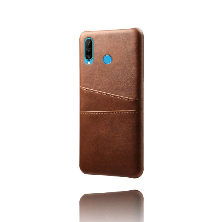 For Huawei P30 Lite Calf Texture PC + PU Leather Back Cover Shockproof Case with Dual Card Slots