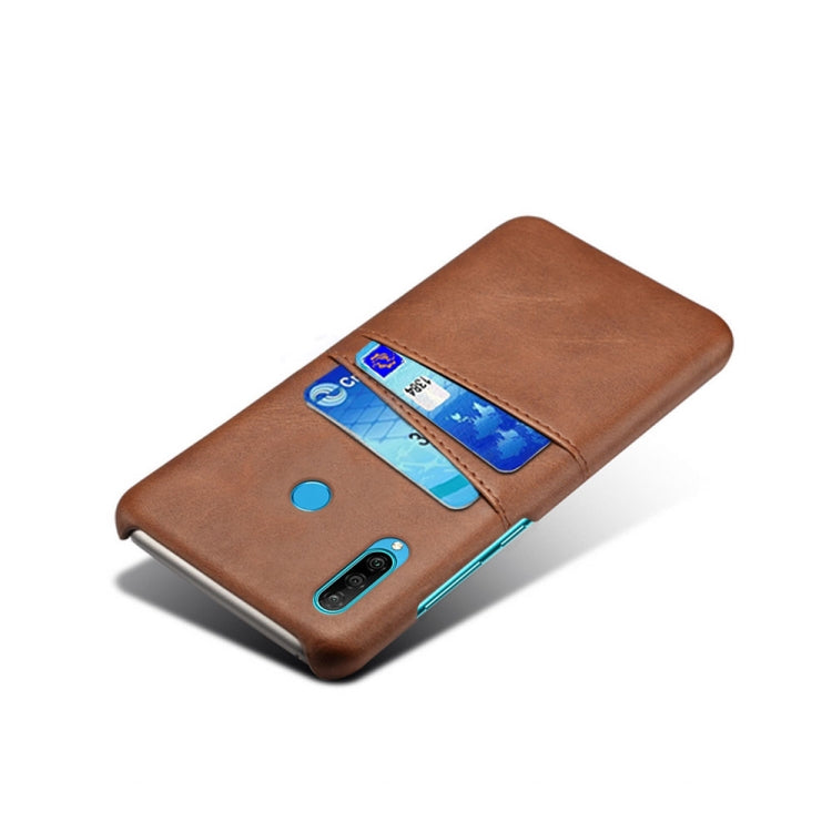 For Huawei P30 Lite Calf Texture PC + PU Leather Back Cover Shockproof Case with Dual Card Slots