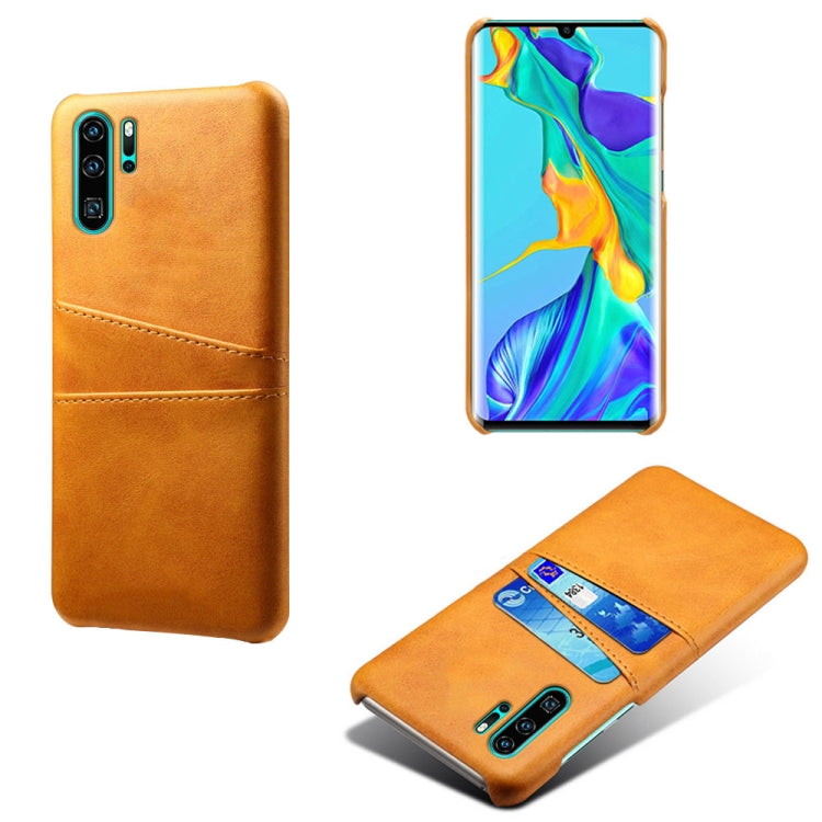 For Huawei P30 Pro Calf Texture PC + PU Leather Back Cover Shockproof Case with Dual Card Slots