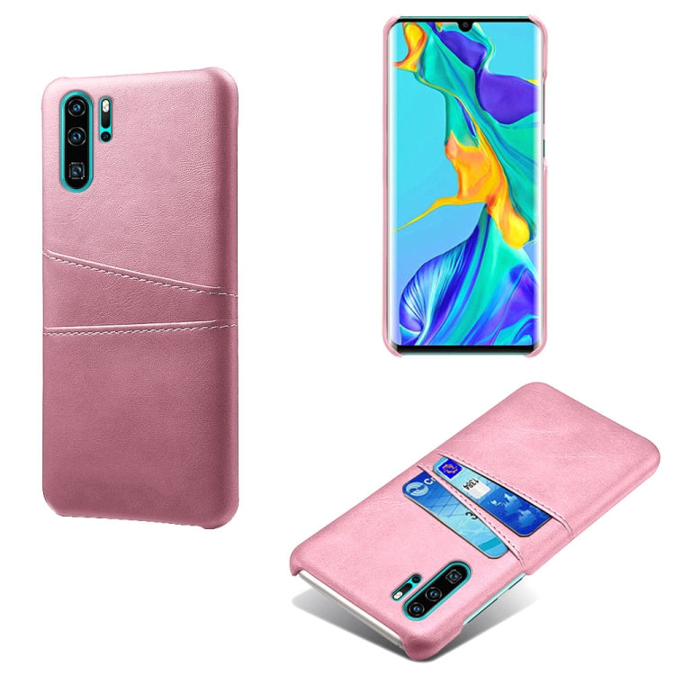 For Huawei P30 Pro Calf Texture PC + PU Leather Back Cover Shockproof Case with Dual Card Slots