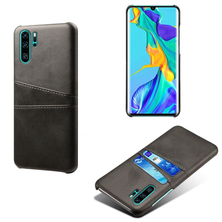 For Huawei P30 Pro Calf Texture PC + PU Leather Back Cover Shockproof Case with Dual Card Slots