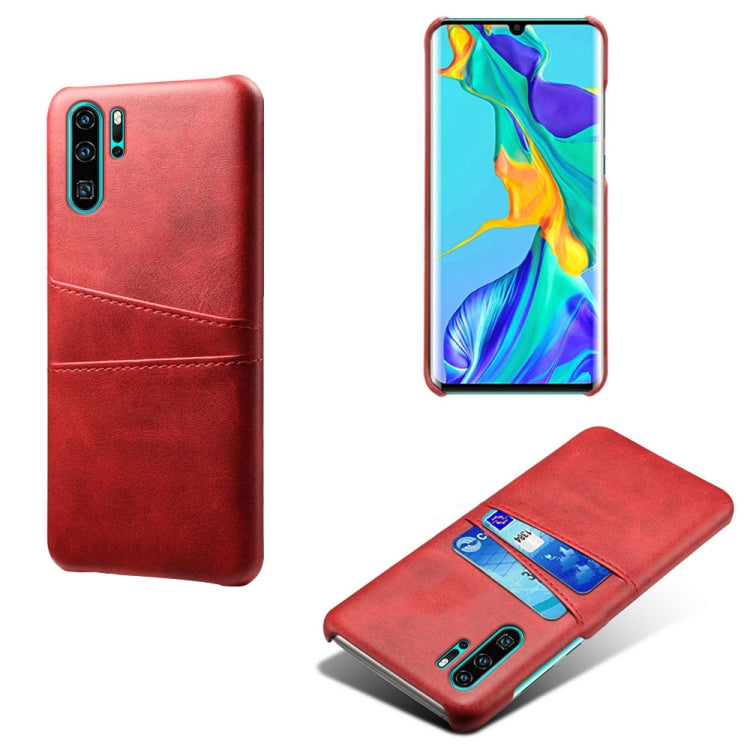 For Huawei P30 Pro Calf Texture PC + PU Leather Back Cover Shockproof Case with Dual Card Slots