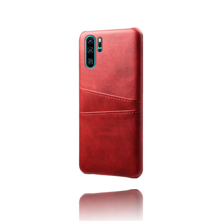 For Huawei P30 Pro Calf Texture PC + PU Leather Back Cover Shockproof Case with Dual Card Slots