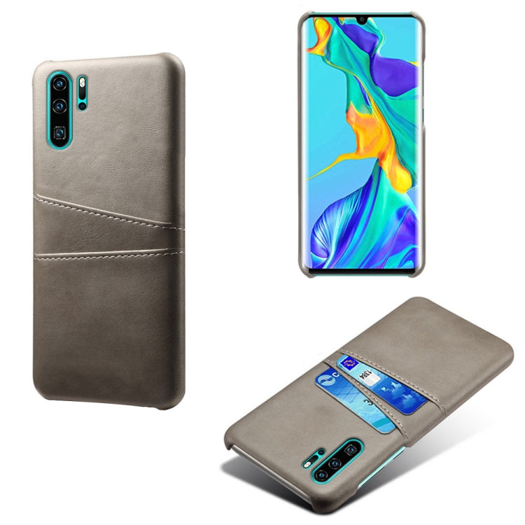 For Huawei P30 Pro Calf Texture PC + PU Leather Back Cover Shockproof Case with Dual Card Slots