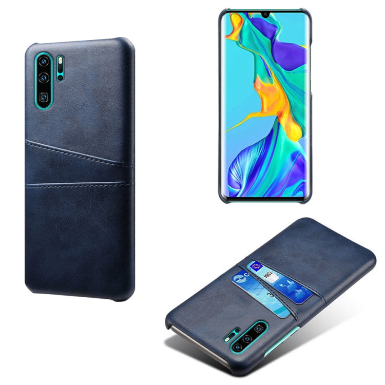For Huawei P30 Pro Calf Texture PC + PU Leather Back Cover Shockproof Case with Dual Card Slots