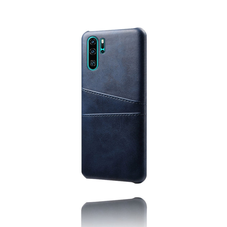 For Huawei P30 Pro Calf Texture PC + PU Leather Back Cover Shockproof Case with Dual Card Slots