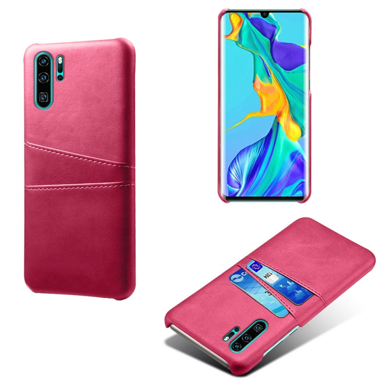 For Huawei P30 Pro Calf Texture PC + PU Leather Back Cover Shockproof Case with Dual Card Slots