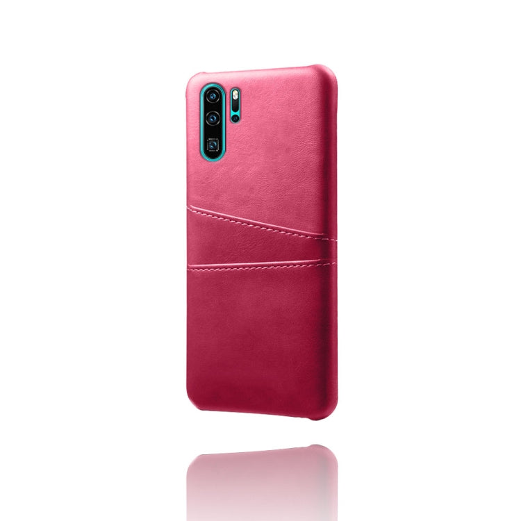 For Huawei P30 Pro Calf Texture PC + PU Leather Back Cover Shockproof Case with Dual Card Slots
