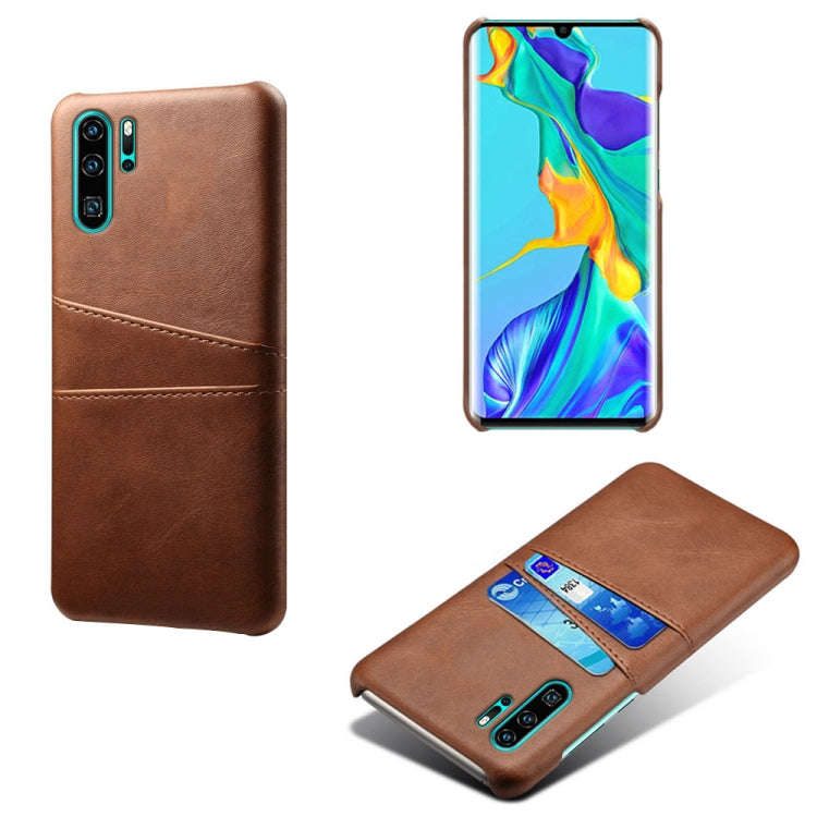 For Huawei P30 Pro Calf Texture PC + PU Leather Back Cover Shockproof Case with Dual Card Slots