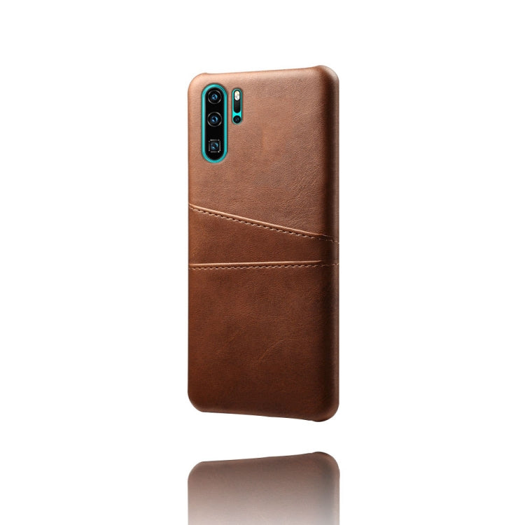 For Huawei P30 Pro Calf Texture PC + PU Leather Back Cover Shockproof Case with Dual Card Slots