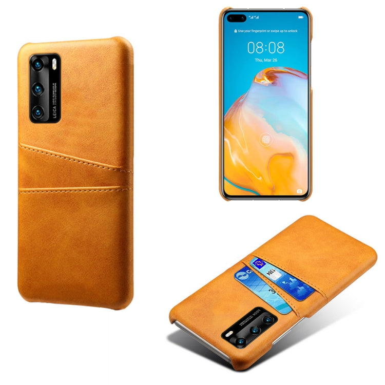 For Huawei P40 Calf Texture PC + PU Leather Back Cover Shockproof Case with Dual Card Slots