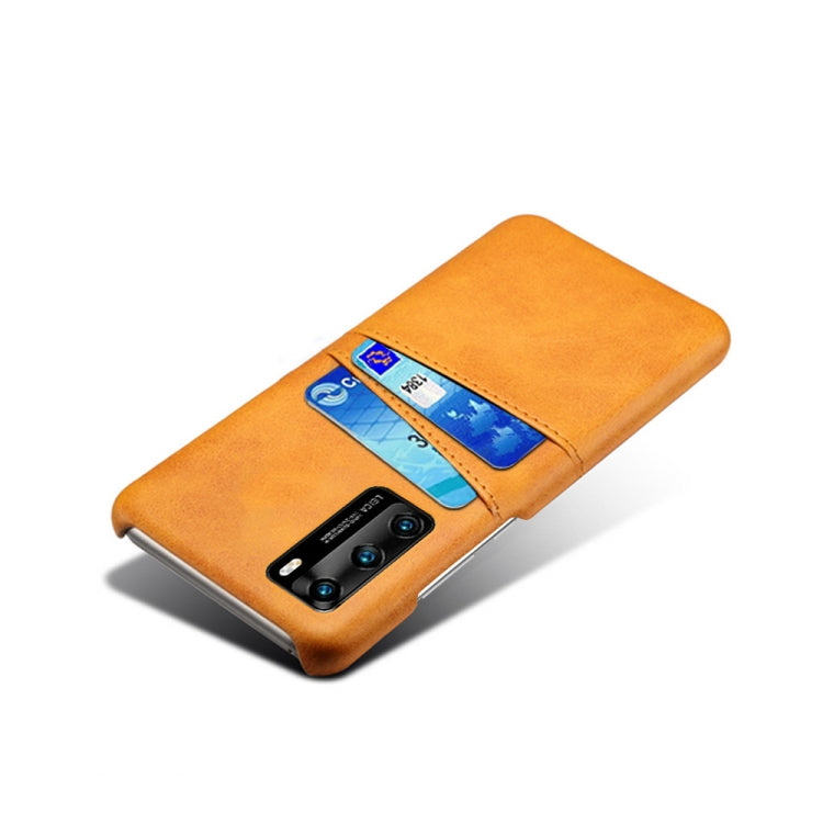 For Huawei P40 Calf Texture PC + PU Leather Back Cover Shockproof Case with Dual Card Slots