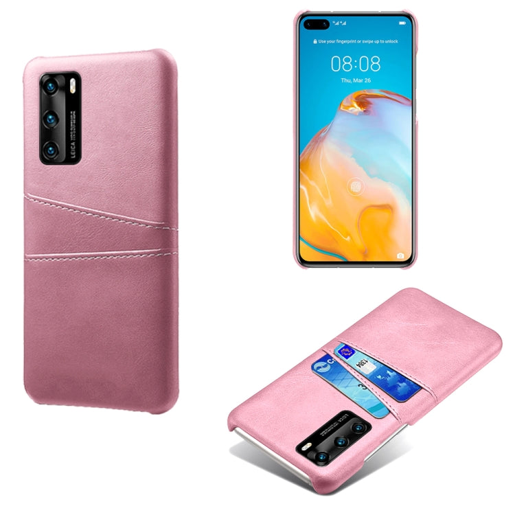 For Huawei P40 Calf Texture PC + PU Leather Back Cover Shockproof Case with Dual Card Slots