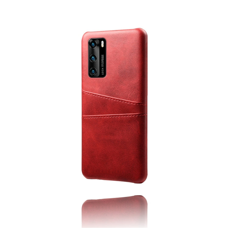 For Huawei P40 Calf Texture PC + PU Leather Back Cover Shockproof Case with Dual Card Slots
