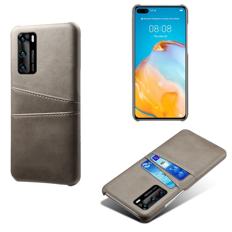 For Huawei P40 Calf Texture PC + PU Leather Back Cover Shockproof Case with Dual Card Slots
