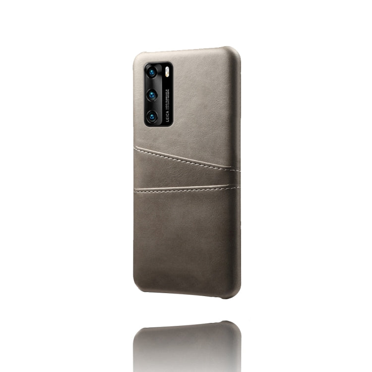 For Huawei P40 Calf Texture PC + PU Leather Back Cover Shockproof Case with Dual Card Slots