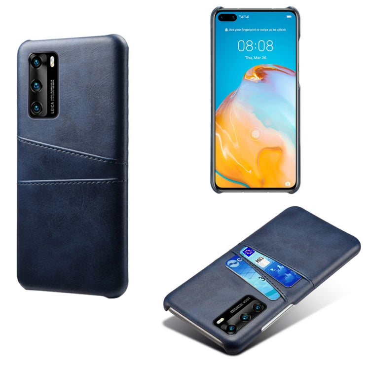 For Huawei P40 Calf Texture PC + PU Leather Back Cover Shockproof Case with Dual Card Slots