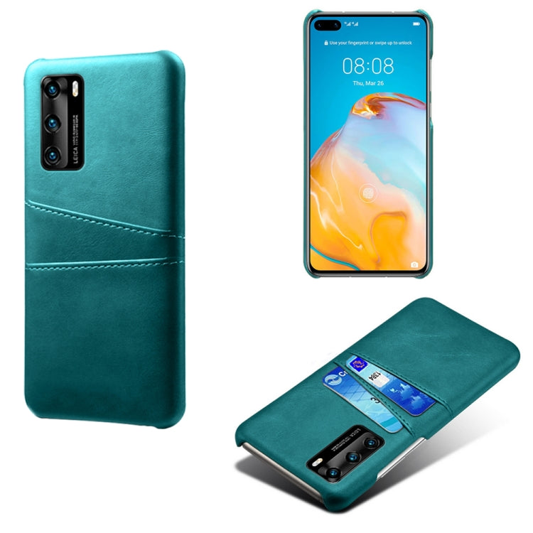 For Huawei P40 Calf Texture PC + PU Leather Back Cover Shockproof Case with Dual Card Slots