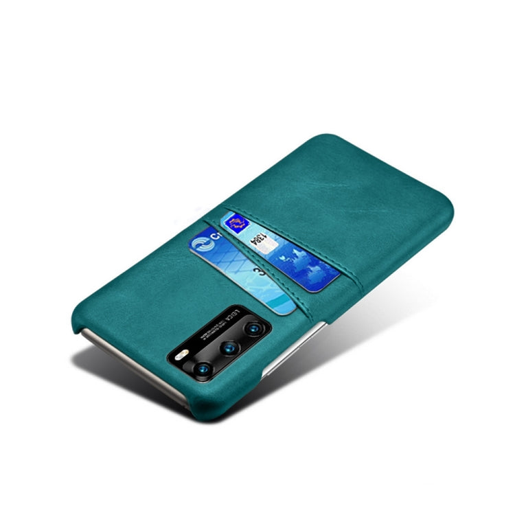 For Huawei P40 Calf Texture PC + PU Leather Back Cover Shockproof Case with Dual Card Slots