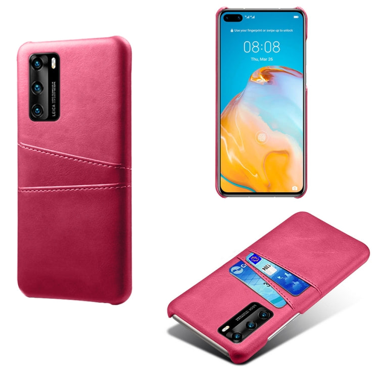 For Huawei P40 Calf Texture PC + PU Leather Back Cover Shockproof Case with Dual Card Slots