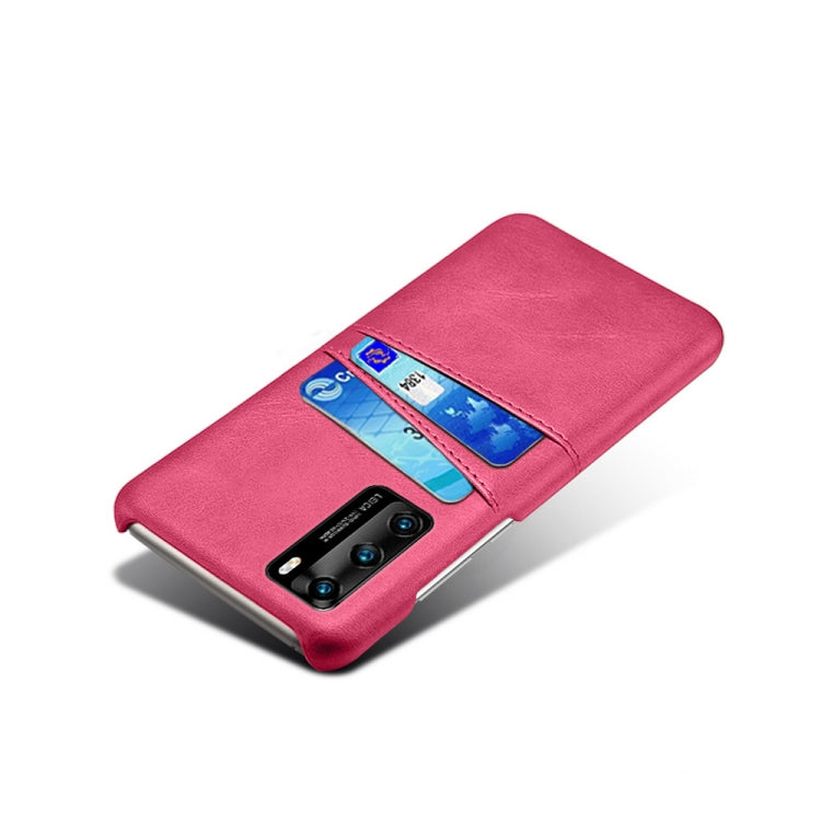 For Huawei P40 Calf Texture PC + PU Leather Back Cover Shockproof Case with Dual Card Slots