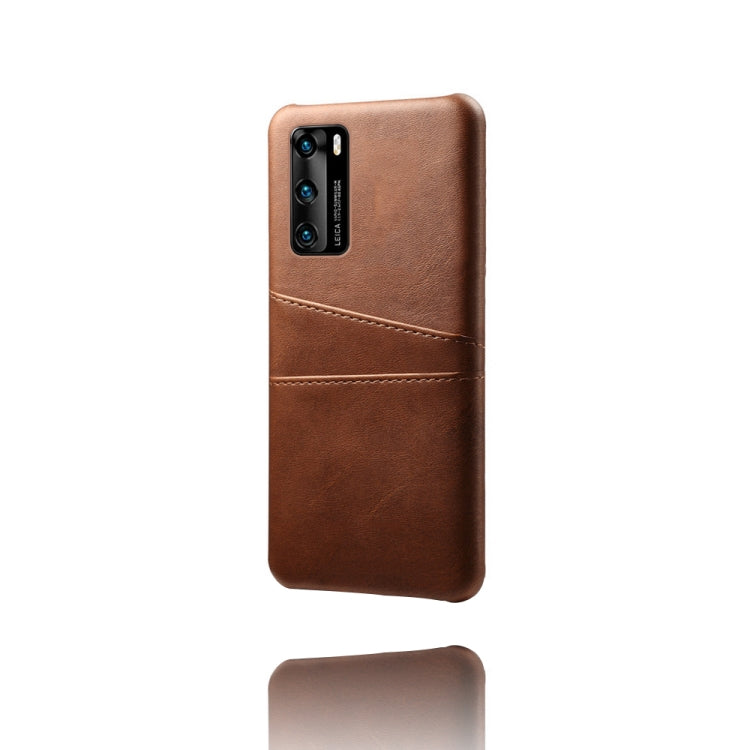 For Huawei P40 Calf Texture PC + PU Leather Back Cover Shockproof Case with Dual Card Slots