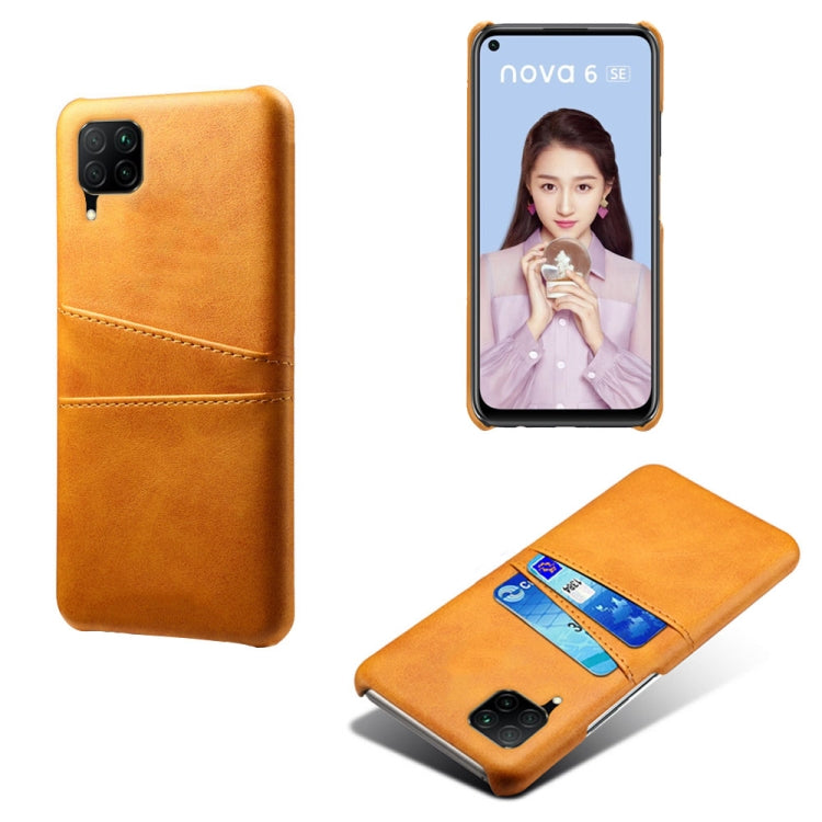 For Huawei P40 Lite Calf Texture PC + PU Leather Back Cover Shockproof Case with Dual Card Slots
