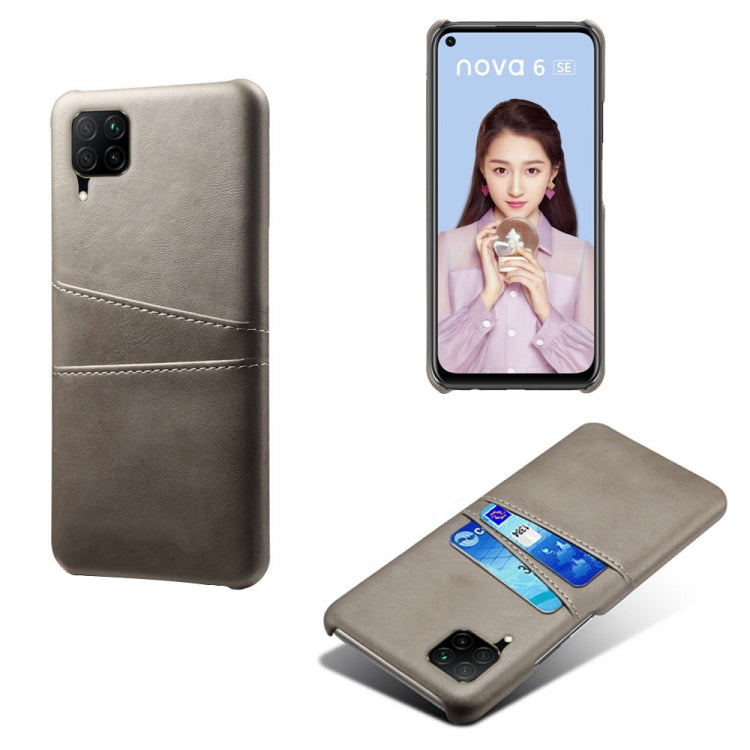 For Huawei P40 Lite Calf Texture PC + PU Leather Back Cover Shockproof Case with Dual Card Slots