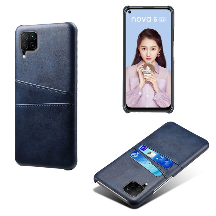 For Huawei P40 Lite Calf Texture PC + PU Leather Back Cover Shockproof Case with Dual Card Slots