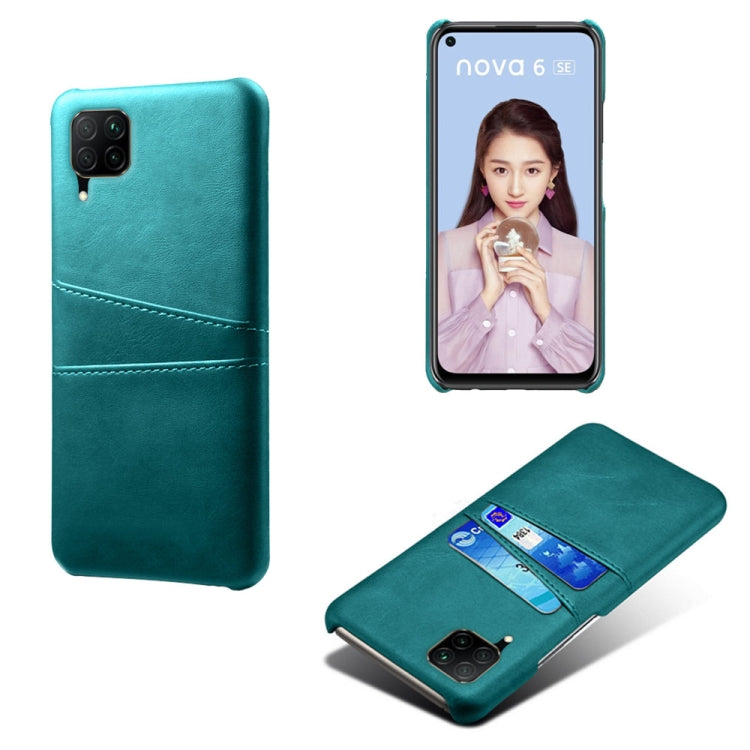 For Huawei P40 Lite Calf Texture PC + PU Leather Back Cover Shockproof Case with Dual Card Slots