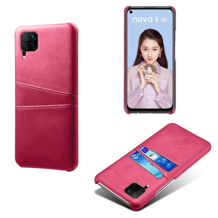 For Huawei P40 Lite Calf Texture PC + PU Leather Back Cover Shockproof Case with Dual Card Slots